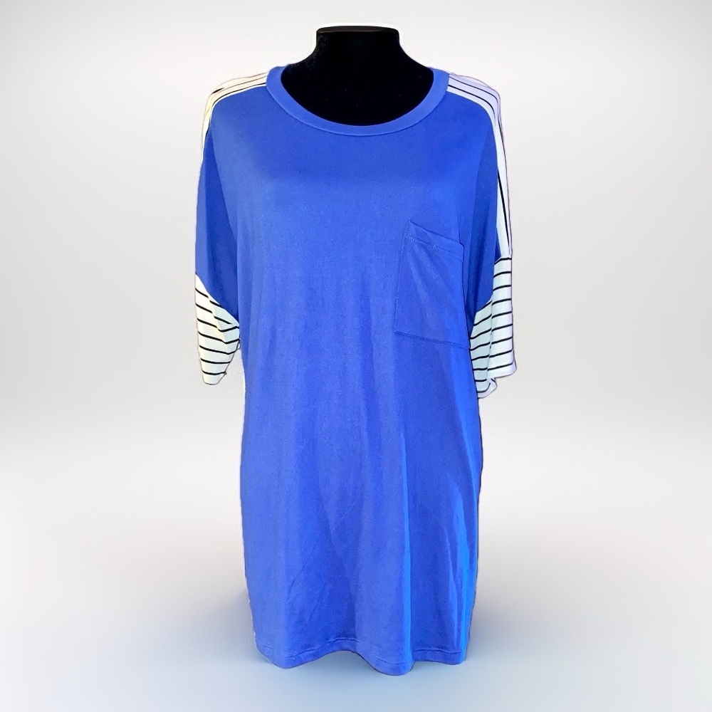 Royal Stripe Short Sleeve Shirt (Plus)